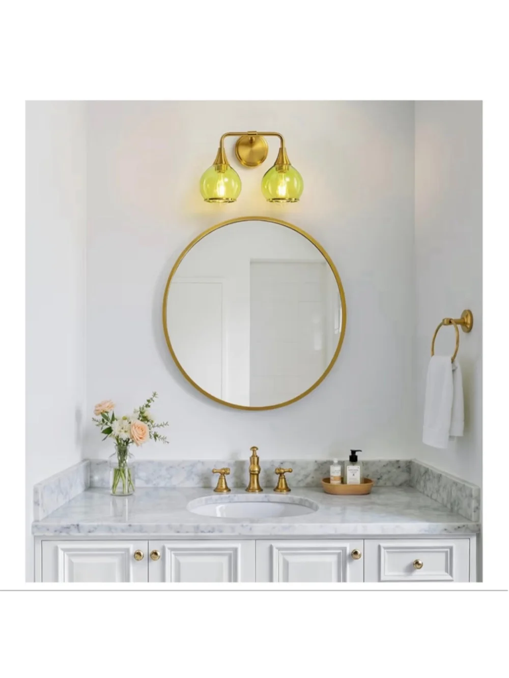 NEW Brushed Gold Bathroom Vanity Light 2-Lights Bathroom Light Fixtures